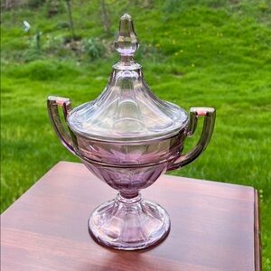 RARE Viking Teaberry Purple Lilac Lidded Urn Candy Dish Handcrafted 1920s USA